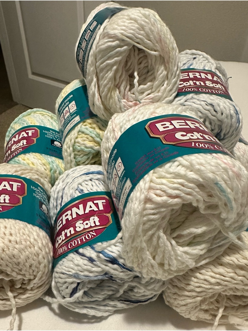 Cotton Soft Yarn Bundle in Cream with Pastel Accents